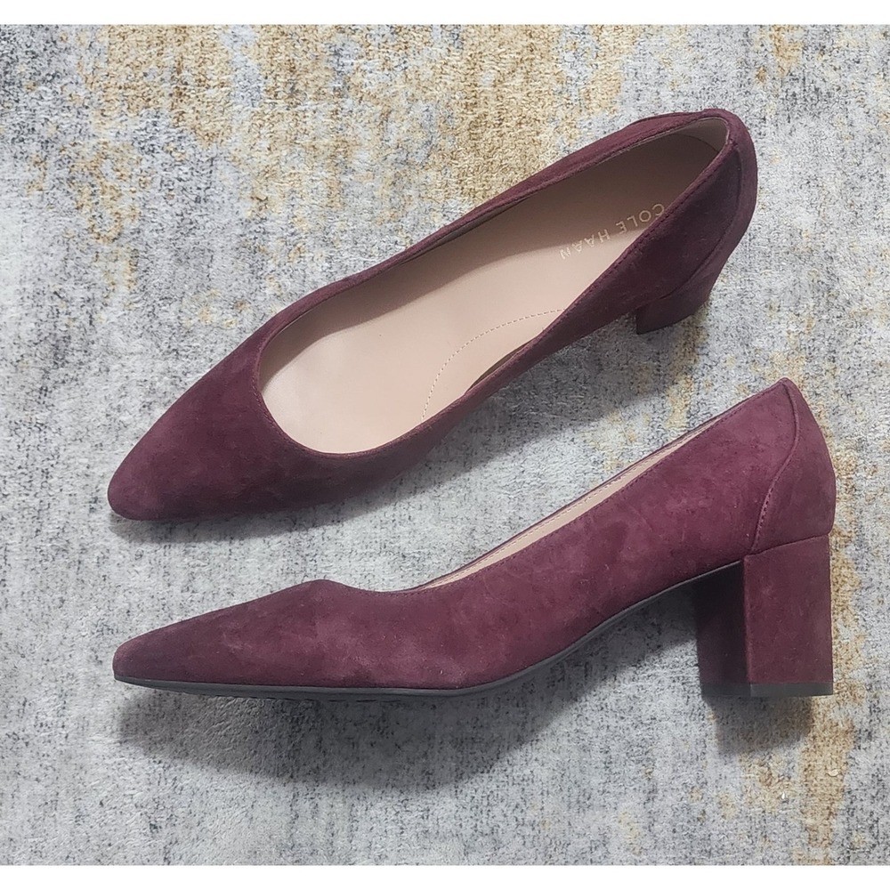 $190 Cole Haan Women's  Carlotta Black Garnet Suede Pump Size 10 B W34105 - Picture 5 of 10